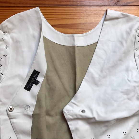 TopShop Cream Leather Cut Out Blouse, NWOT, 6 - Picture 12 of 13